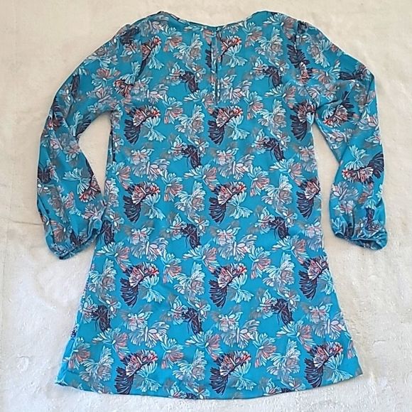 Grayson Cato Blue Butterfly Floral Tunic Medium Long Sleeve Boho Cottagecore - Picture 2 of 15